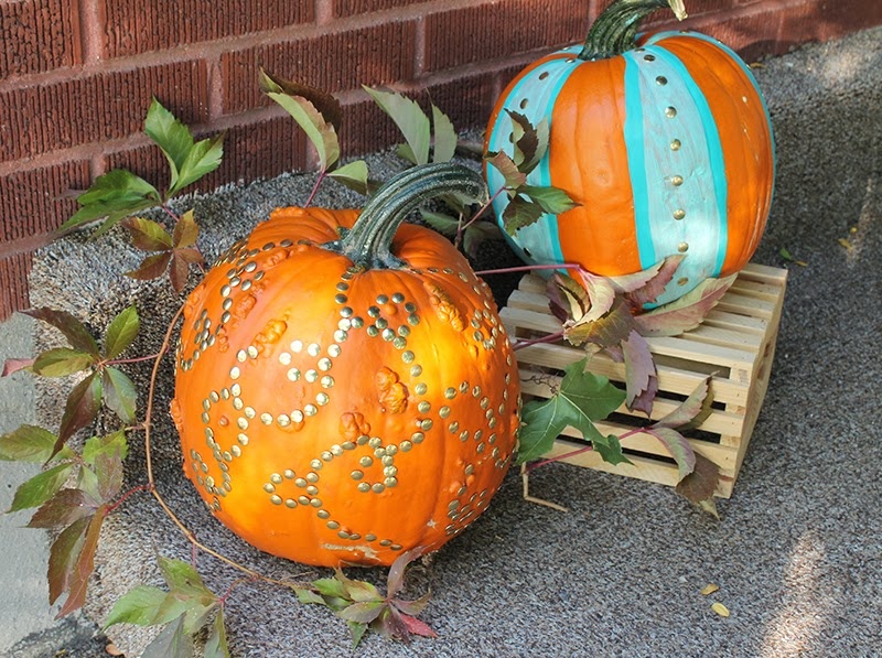 Cool Diy Teal Striped And Gold Thumbs Pumpkins