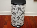 trash bin decorated with contact paper