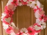 Homemade Pink Valentine Wreath