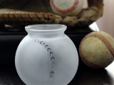 etched glass baseball vase