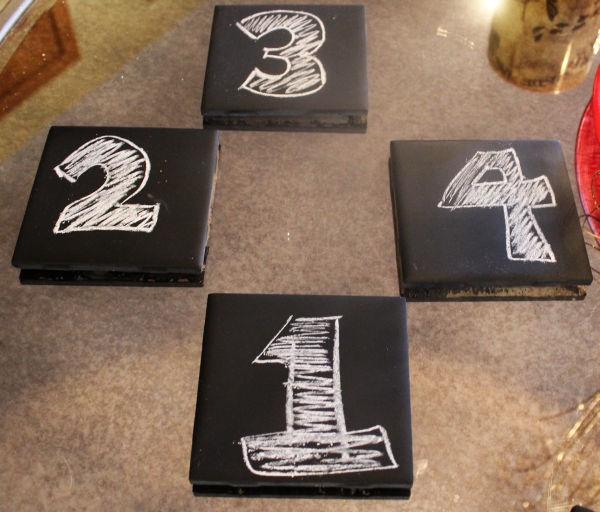 chalkboard coasters and tray