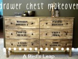 stenciled and stained IKEA chest