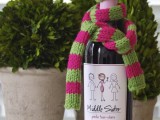knitted hat and scarf for a bottle