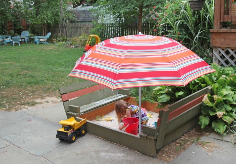sandbox with benches and lid