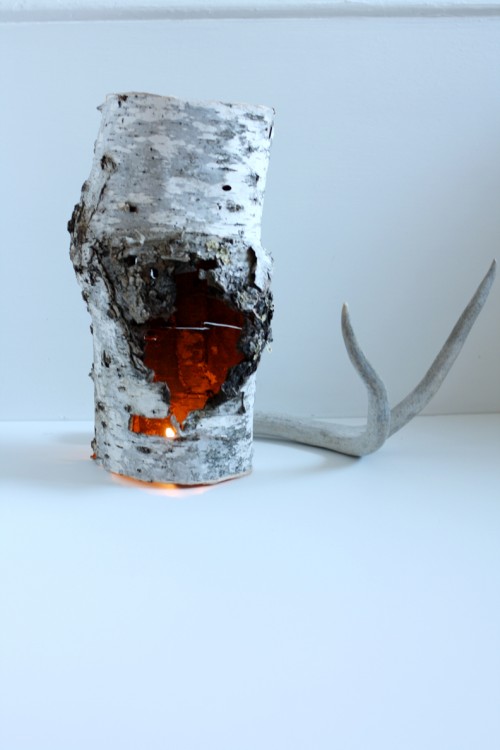 recycled birch piece candle holder