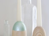 wooden egg candle holder