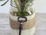 embellished mason jar vase