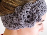 grey crochet earwarmer