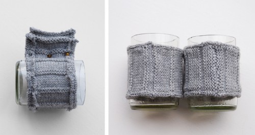 Cozy DIY Candleholders With Knit Wraps