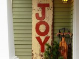 painted JOY sign for outdoors
