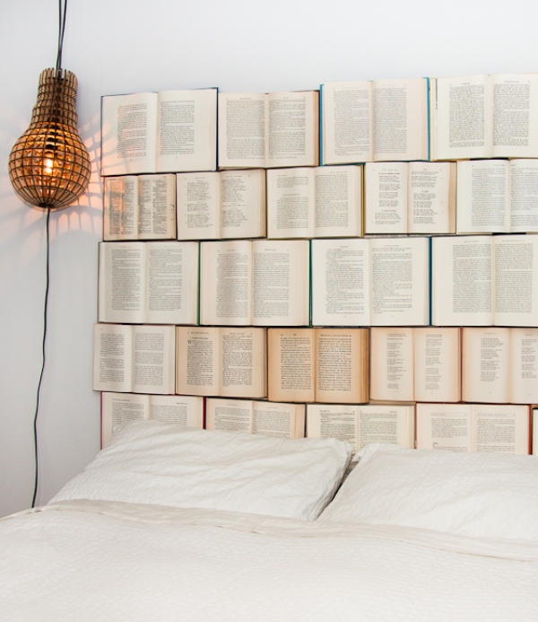 Picture Of creative diy headboard of old books  1