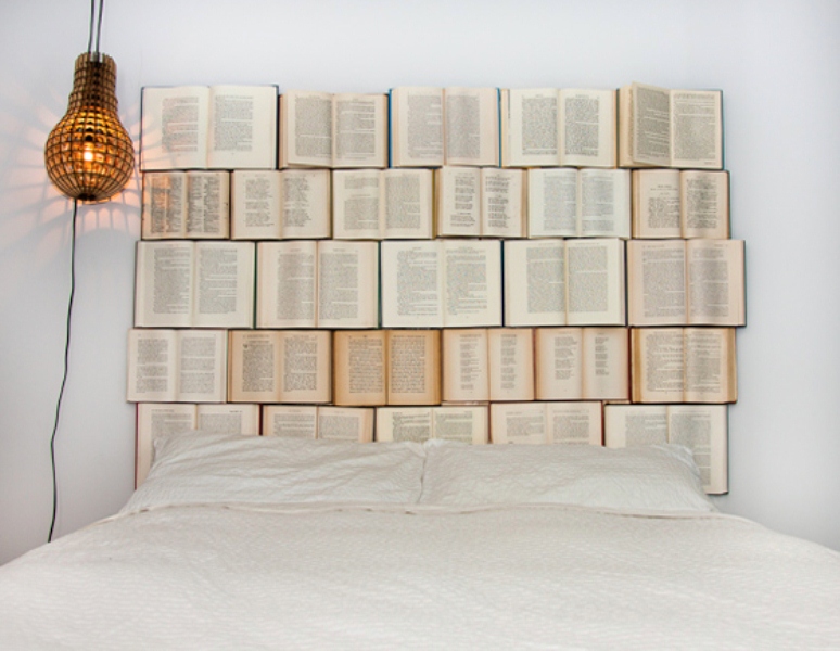 Picture Of creative diy headboard of old books  6