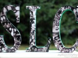 black and white photo collage letters