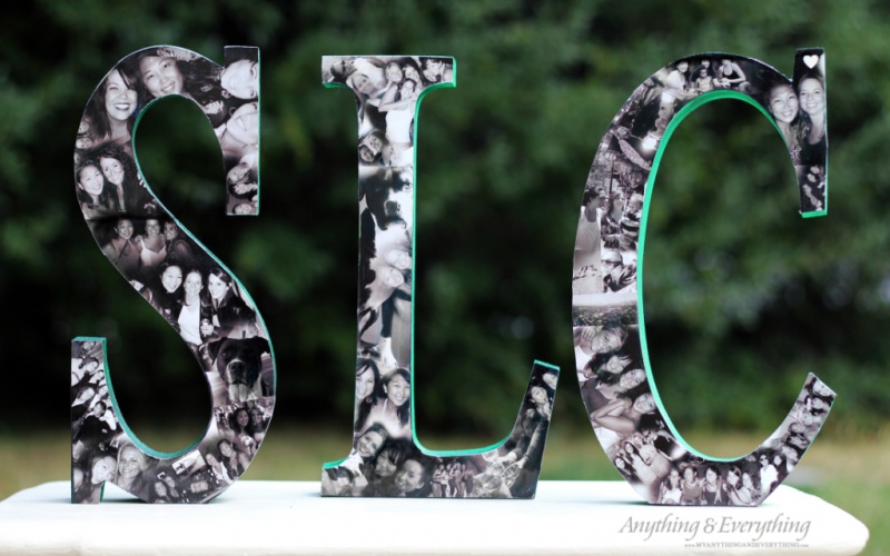 black and white photo collage letters