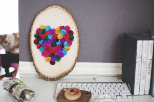 colorful pompom heart