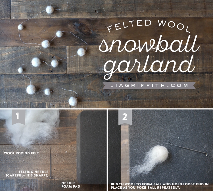 Cute diy felted wool snowball garland  3