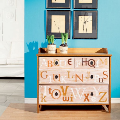 Decorating An Old Sideboard With Alphabet Letters