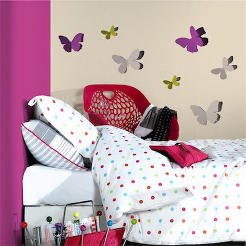 colorful butterfly decals on the wall will make the nook stand out a lot and will make it cute