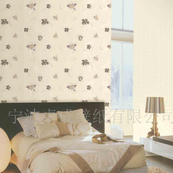 grey wallpaper with butterfly printing is a cute idea for a neutral bedroom or for a chic girl's space