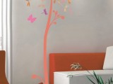 a brigth tree decal with butterfly decals around it is a cool idea to refersh your wall for spring