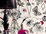 black, red and white wallpaper with whimsical prints to add a quirky touch to your space