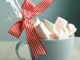 cups with cocoa and marshmallows