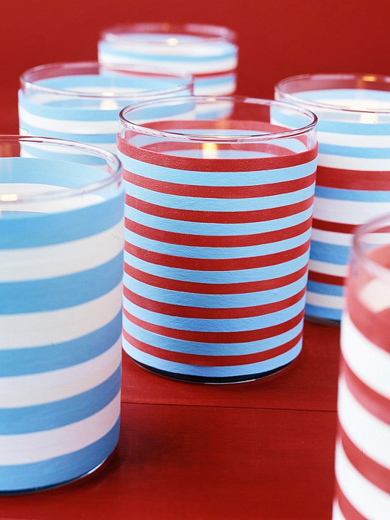 DIY 4th Of July Candle Holders Of Glasses