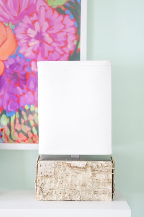 DIY Birch Bark Lamp For A Chic Rustic Touch
