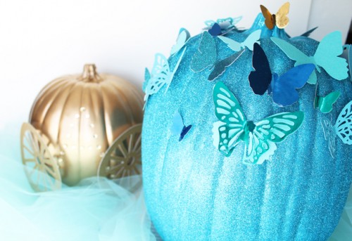 DIY Blue Cinderella Butterfly Pumpkin