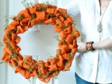 orange burlap wreath