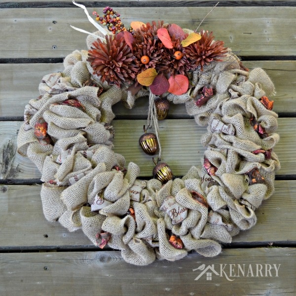 acorns and burlap wreath