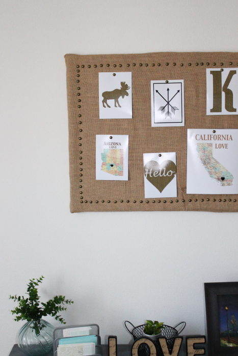 Picture Of diy burlap pinboard with a brass frame  3