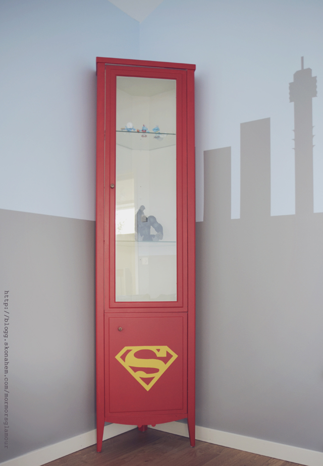Superman emblem stenciled cabinet