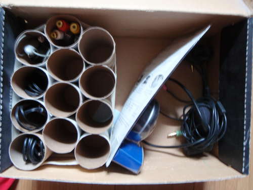Diy Cable Organizer Of Toilet Paper Rolls