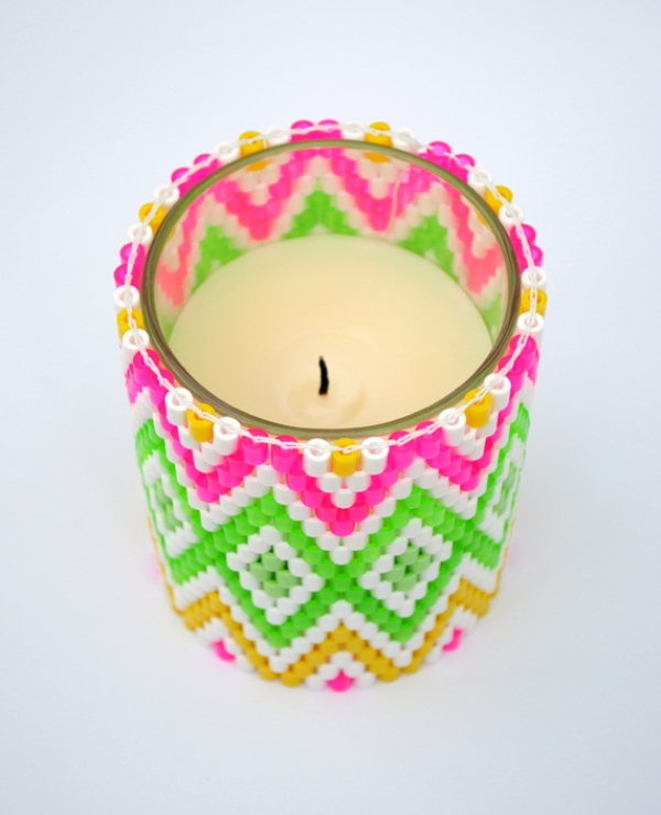 Diy Candle Holders Of Colorful Beads
