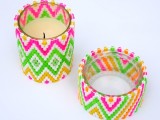 Diy Candle Holders Of Colorful Beads