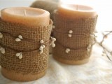 berry garland wrapped candles