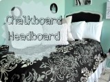 chalkboard headboard with a white frame