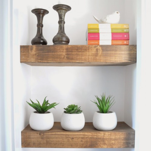 DIY Chunky Stained Wooden Shelves - Shelterness