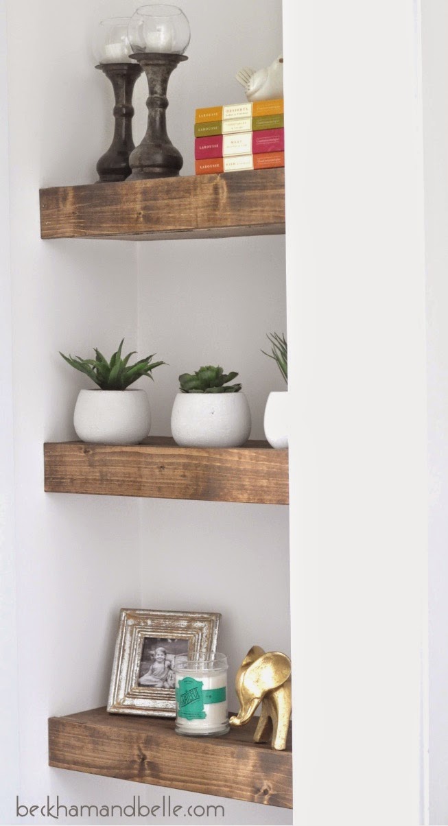 Diy chunky stained wooden shelves  2