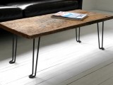 Diy Coffee Table Of A Wood Plank And Hairpin Metal Legs