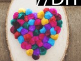 Diy Colorful Pompom Heart For Valentines Day