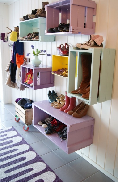 Diy Colorful Shoe Wall Storage