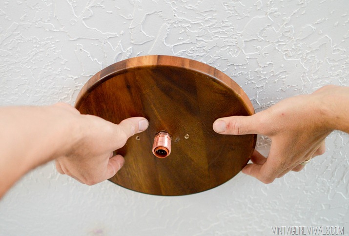 Diy copper and wood hanging light fixture  9