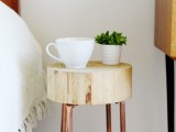 Diy Copper Pipe And Wood Slice Side Table