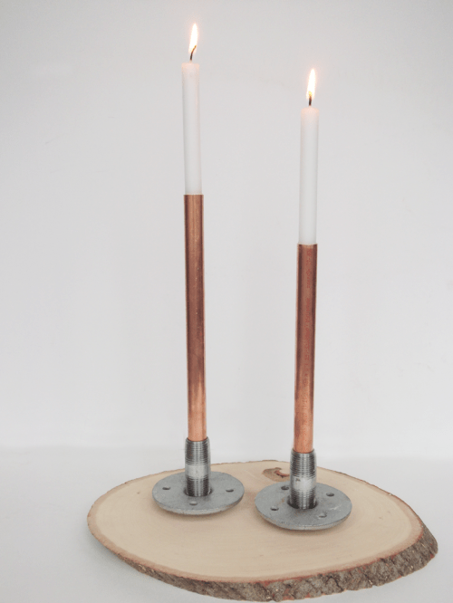 copper pipe candleholder (via adailysomething)