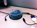 DIY cable organizer of a CD spool container