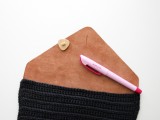 Diy Crocheted Leather Flap Clutch