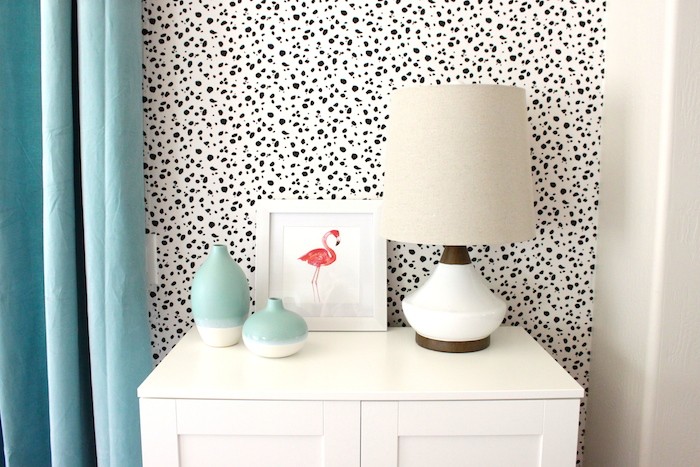 Picture Of diy dalmatian print fabric accent wall  6