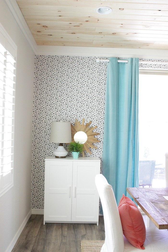 Picture Of diy dalmatian print fabric accent wall  7